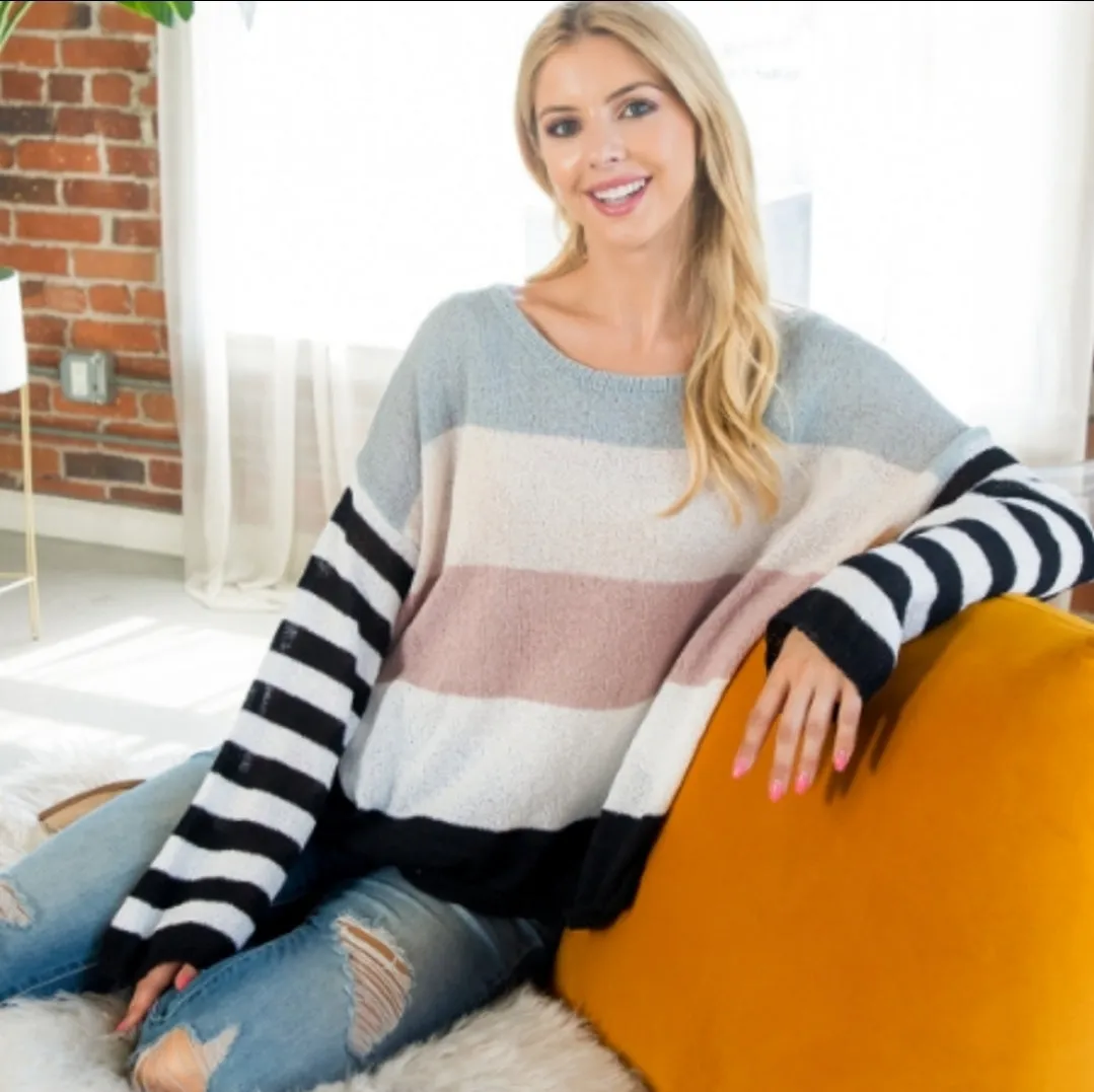 Lightweight Stripe Sleeved Sweater
