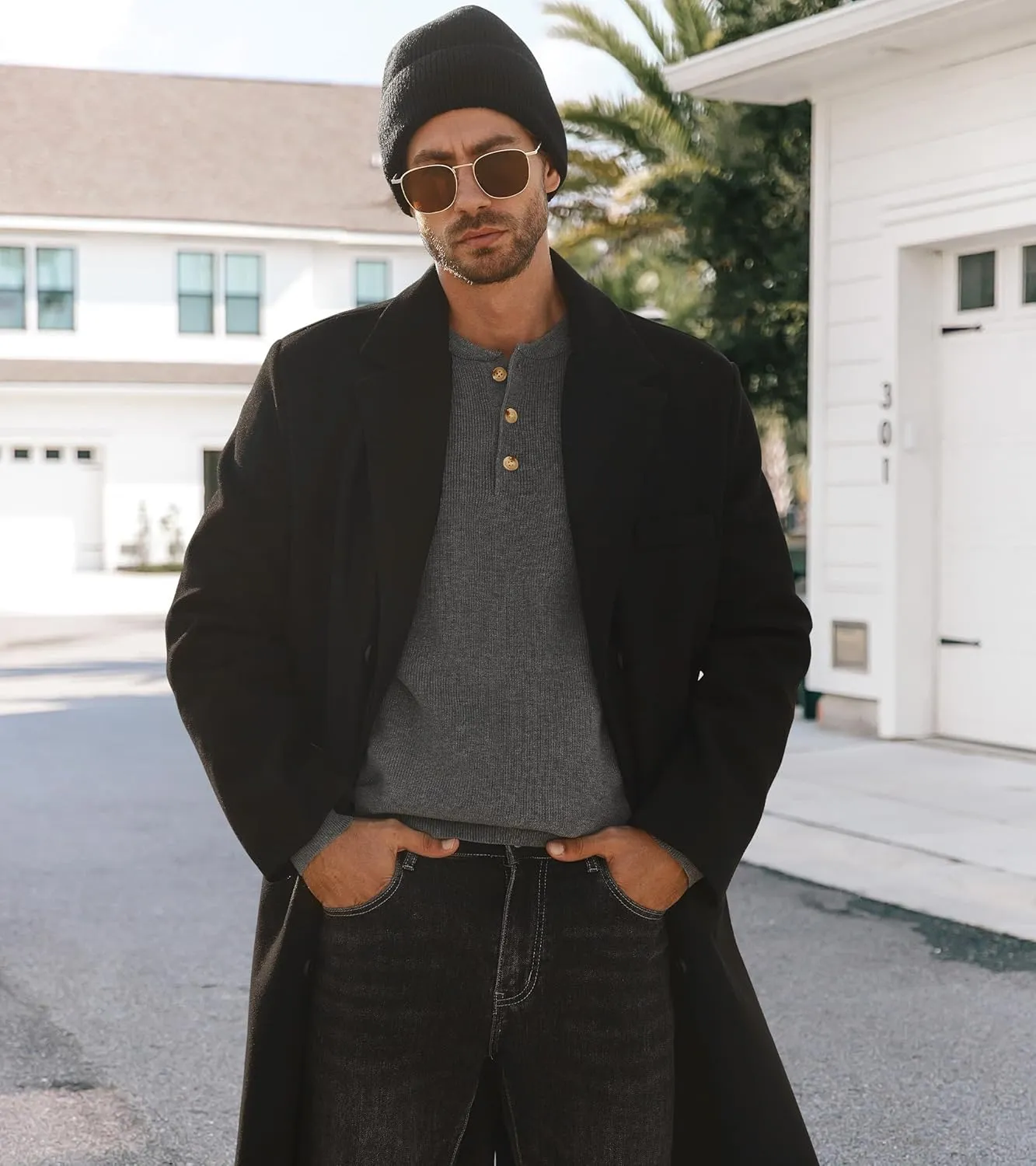 Men Henley Knit Sweater Long Sleeve Button Sweater Casual Pullover Lightweight Slim Fit Tops
