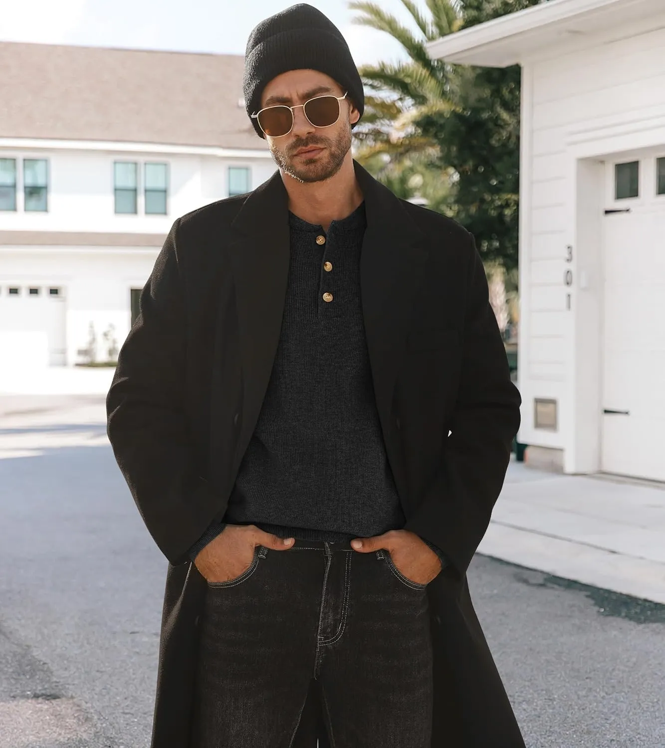 Men Henley Knit Sweater Long Sleeve Button Sweater Casual Pullover Lightweight Slim Fit Tops