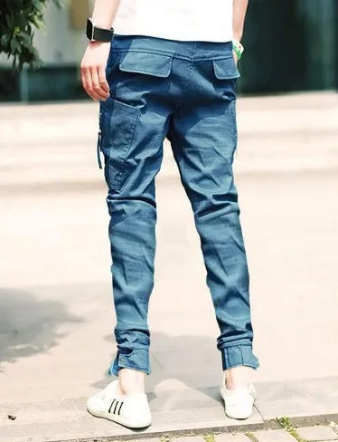 Men's Casual Baggy Cargo Denim Jeans