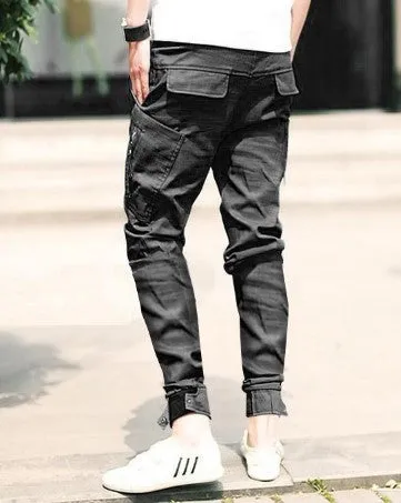 Men's Casual Baggy Cargo Denim Jeans