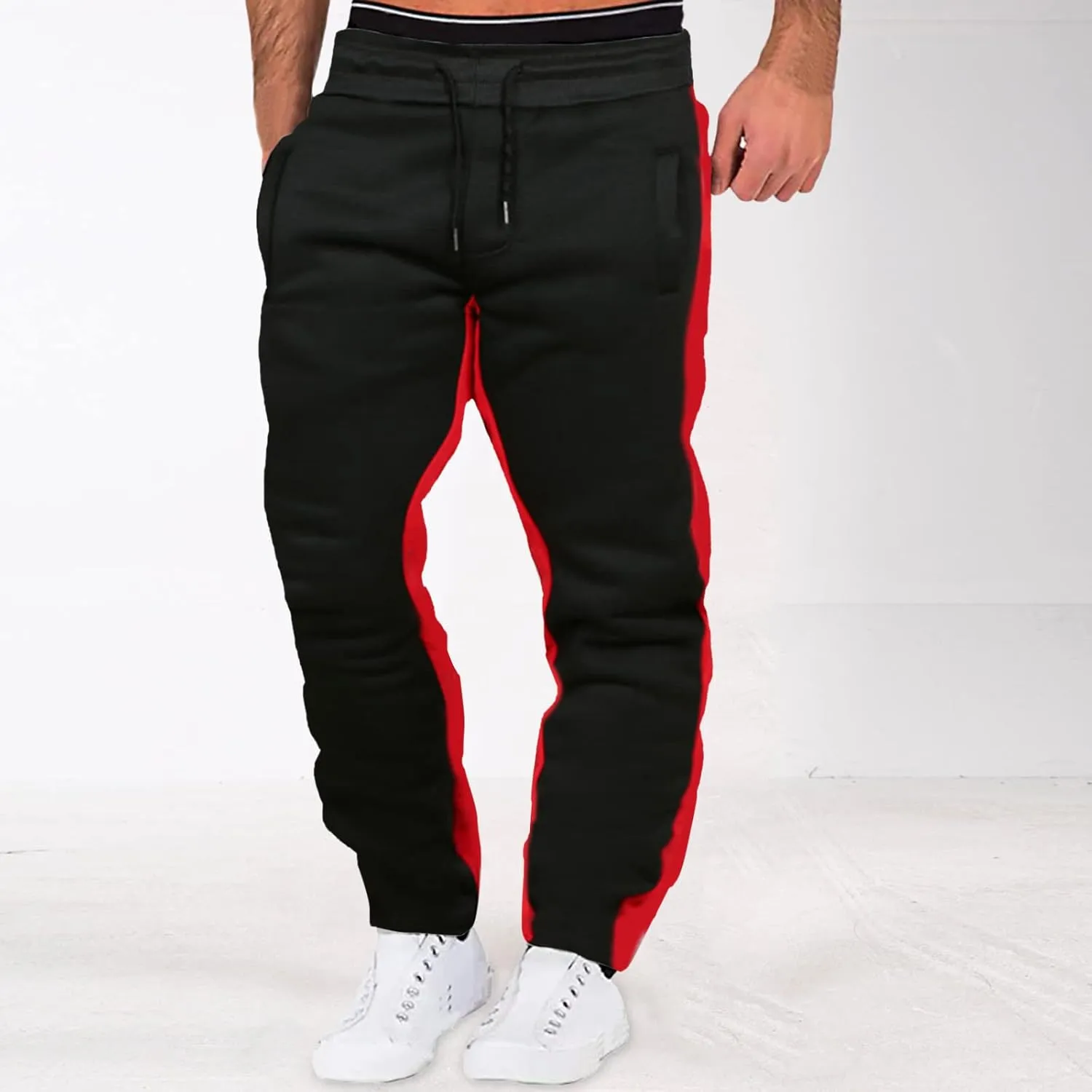 Mens Sweatpants Pants Mens Fleece Active Athletic Workout Jogger Sweatpants for Men with Zipper Pocket and Drawstring