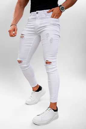 Men's White Skinny Jean - Ripped
