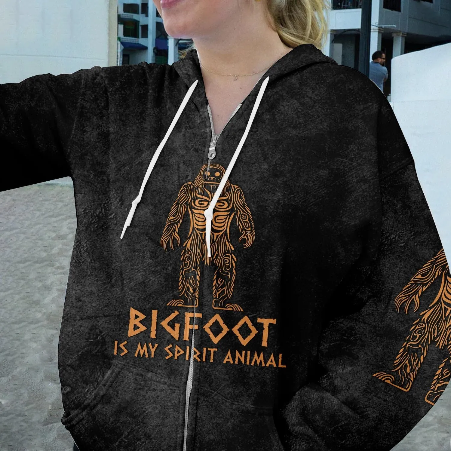 Men's Zip Up Bigfoot Hoodie, Bigfoot Camo Shirt, Sasquatch Shirt, Bigfoot Zip Hoodie Hooded Sweatshirt