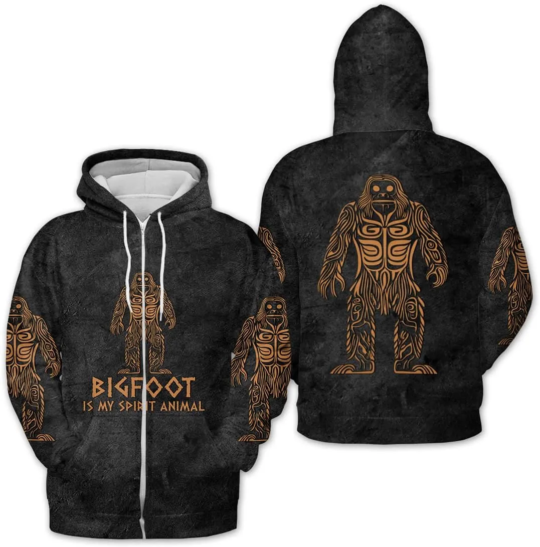 Men's Zip Up Bigfoot Hoodie, Bigfoot Camo Shirt, Sasquatch Shirt, Bigfoot Zip Hoodie Hooded Sweatshirt