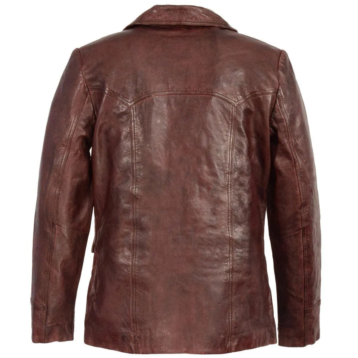 Milwaukee Leather SFM1870  Men's Button Front Red Leather Car Coat Jacket
