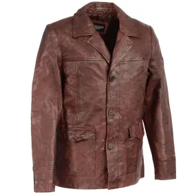Milwaukee Leather SFM1870  Men's Button Front Red Leather Car Coat Jacket