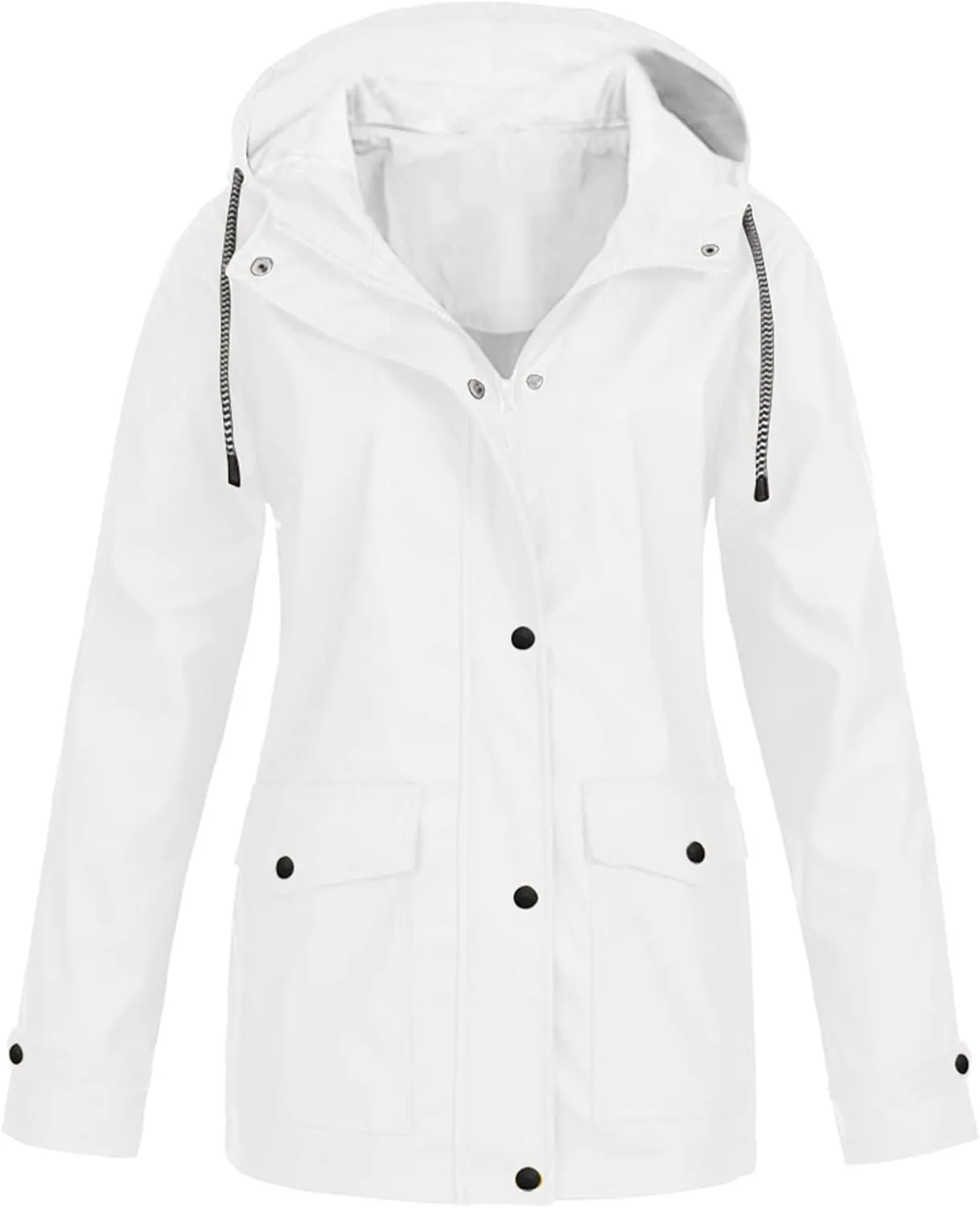 NaRHbrg Raincoat Hoodie for Women's Plus Size Jackets Rain Jacket Loose Hooded Elegant Windbreaker Comfortable Coat Outwear