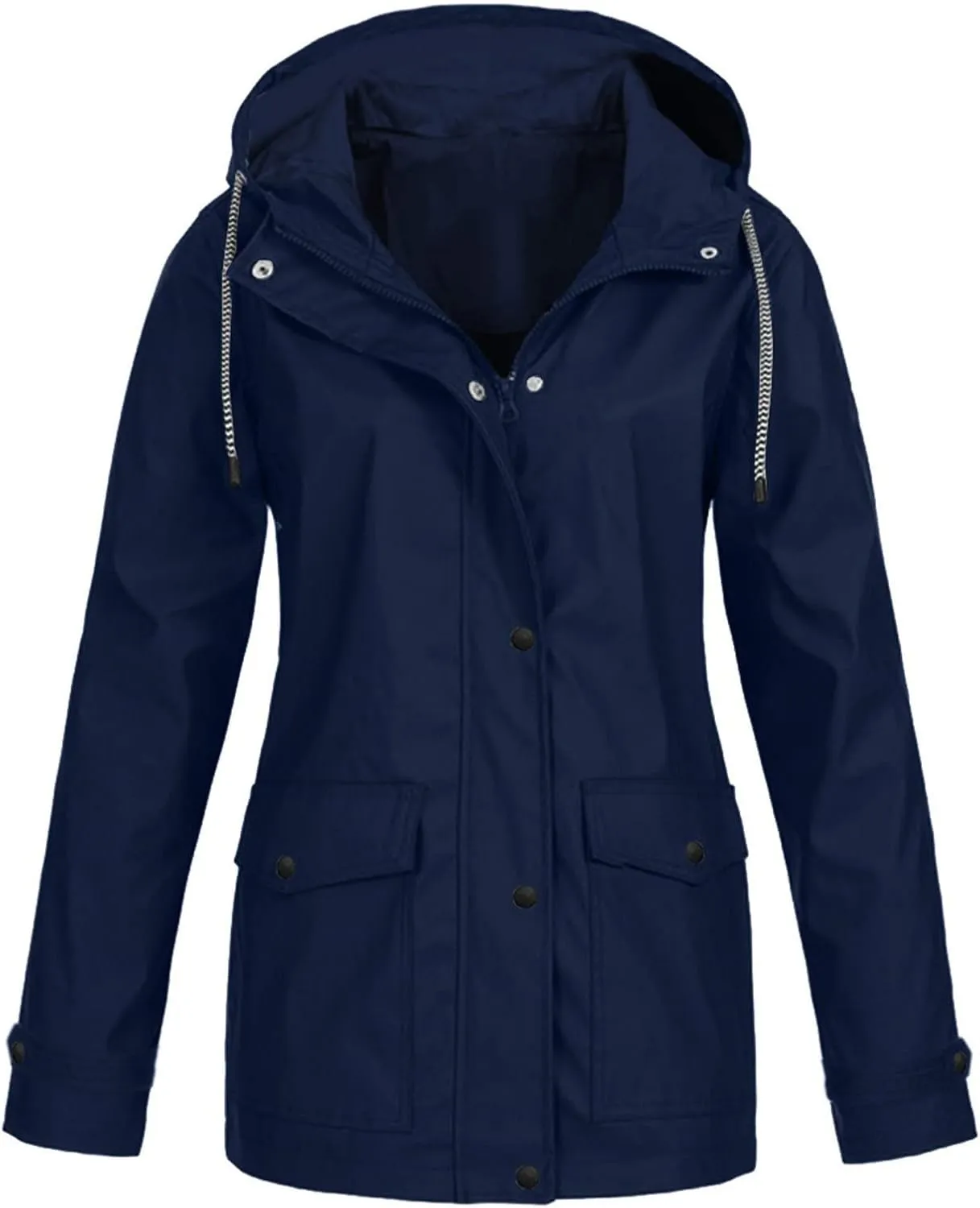 NaRHbrg Raincoat Hoodie for Women's Plus Size Jackets Rain Jacket Loose Hooded Elegant Windbreaker Comfortable Coat Outwear