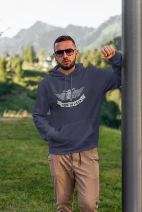 Ride To Park Navy Blue Printed Hoodie for men