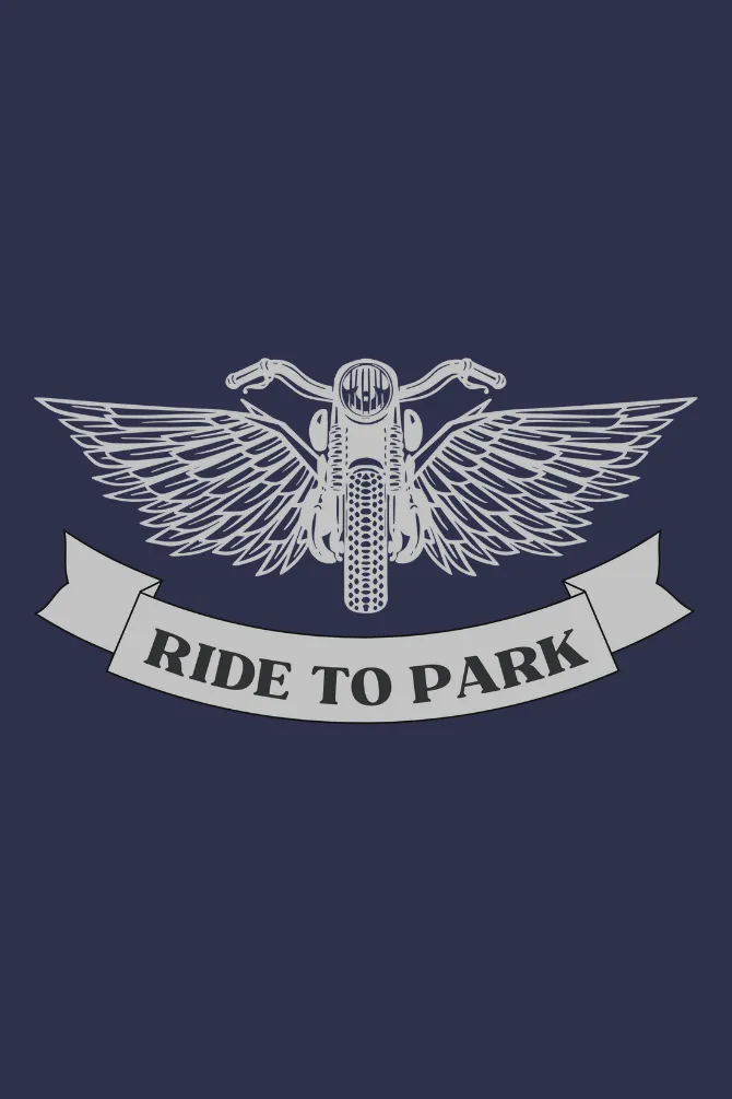 Ride To Park Navy Blue Printed Hoodie for men