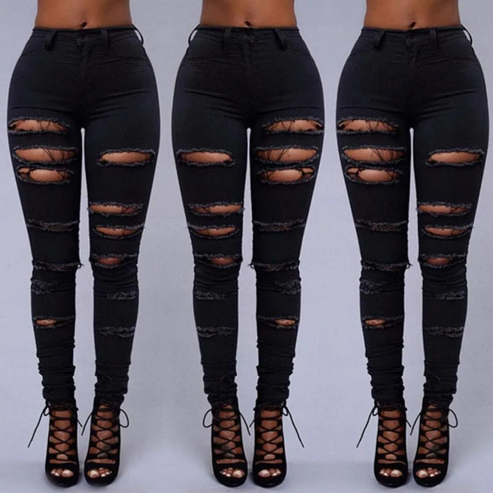 Skinny Jeans for Women Trendy Distressed Stretchy Denim Pants Frayed Raw Hem Ripped Tight Pants Skinny Ankle Jeans