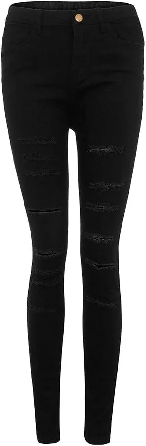 Skinny Jeans for Women Trendy Distressed Stretchy Denim Pants Frayed Raw Hem Ripped Tight Pants Skinny Ankle Jeans