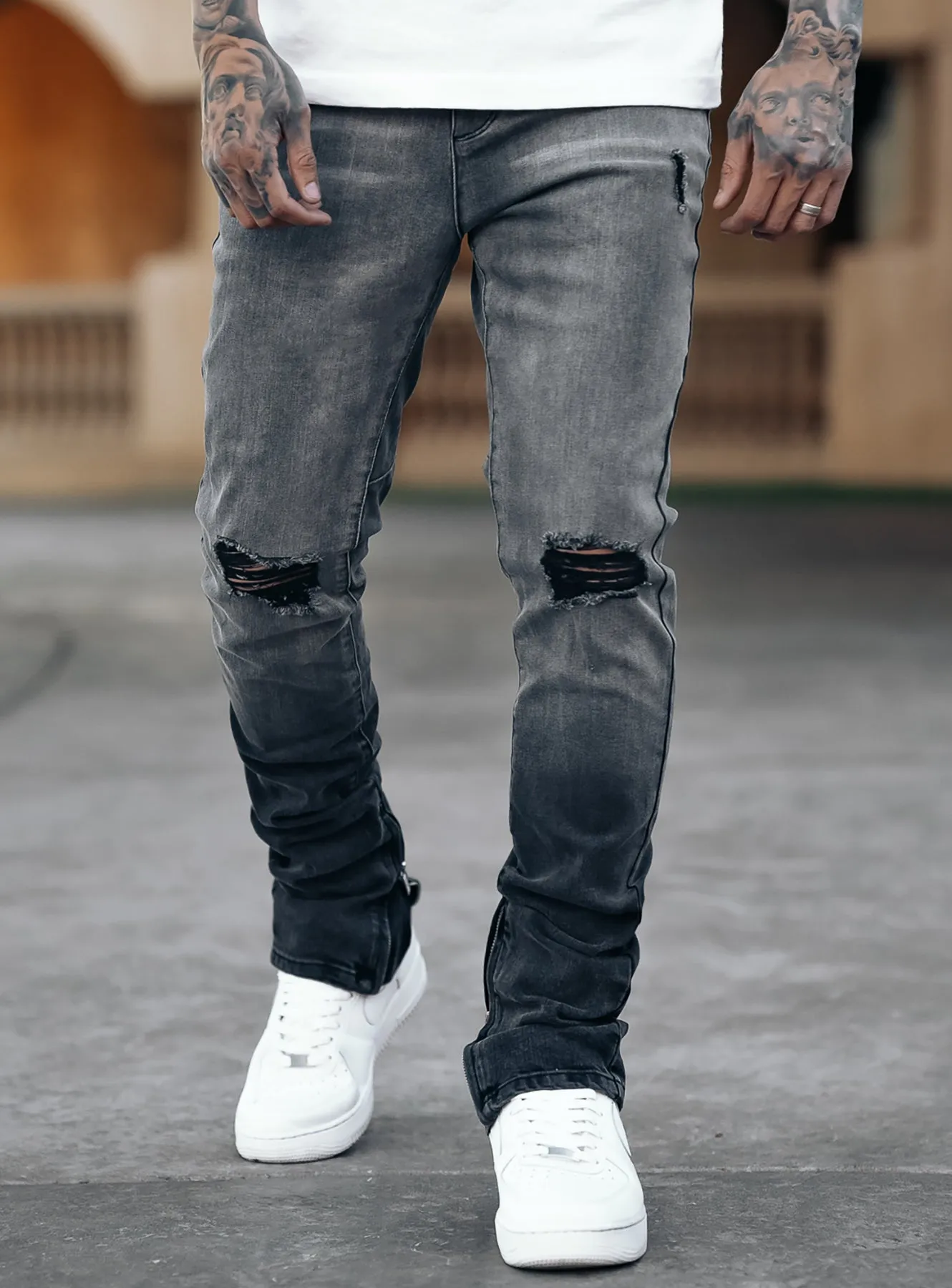 Smoke Stacked Jeans V1