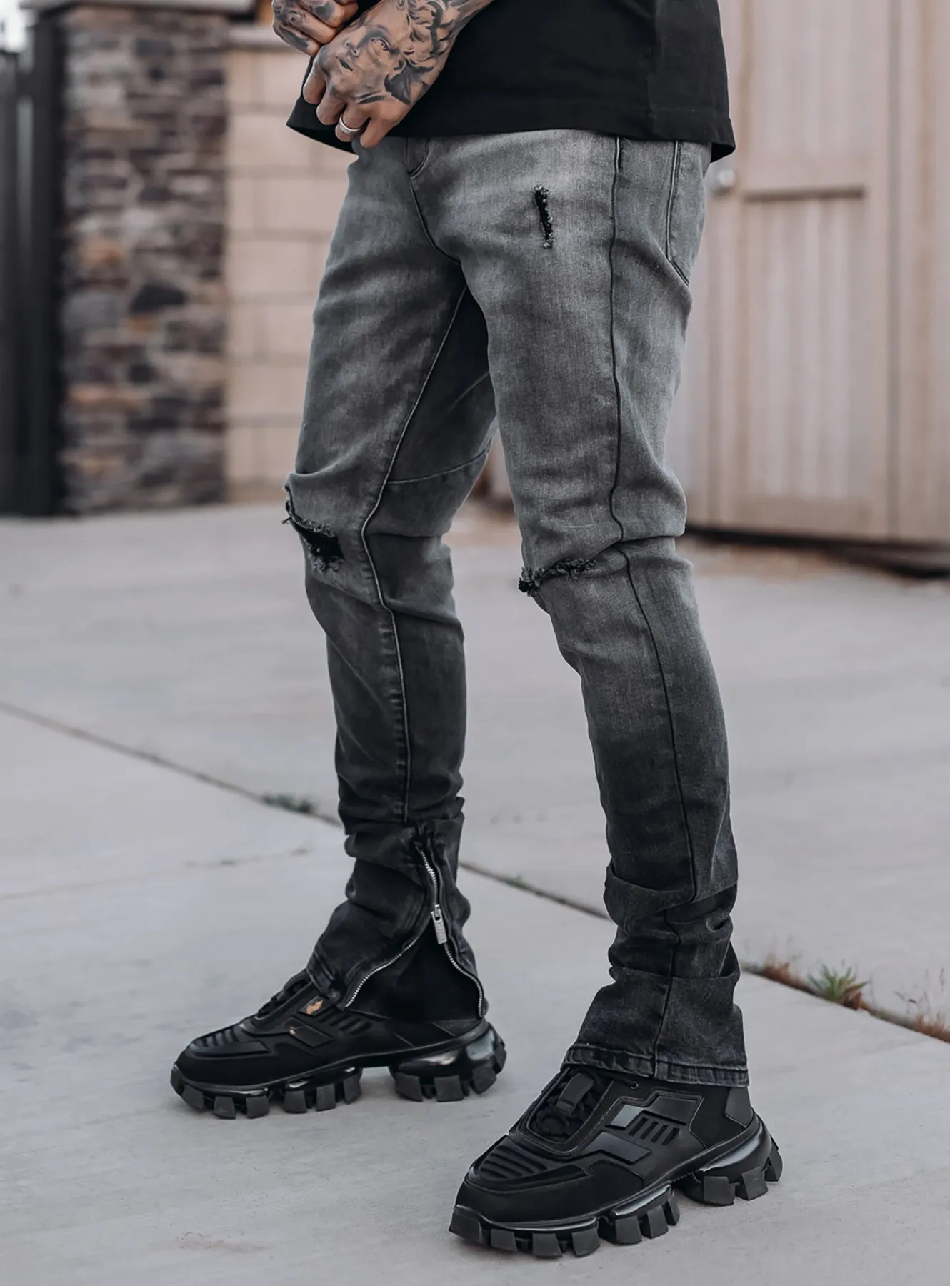 Smoke Stacked Jeans V1