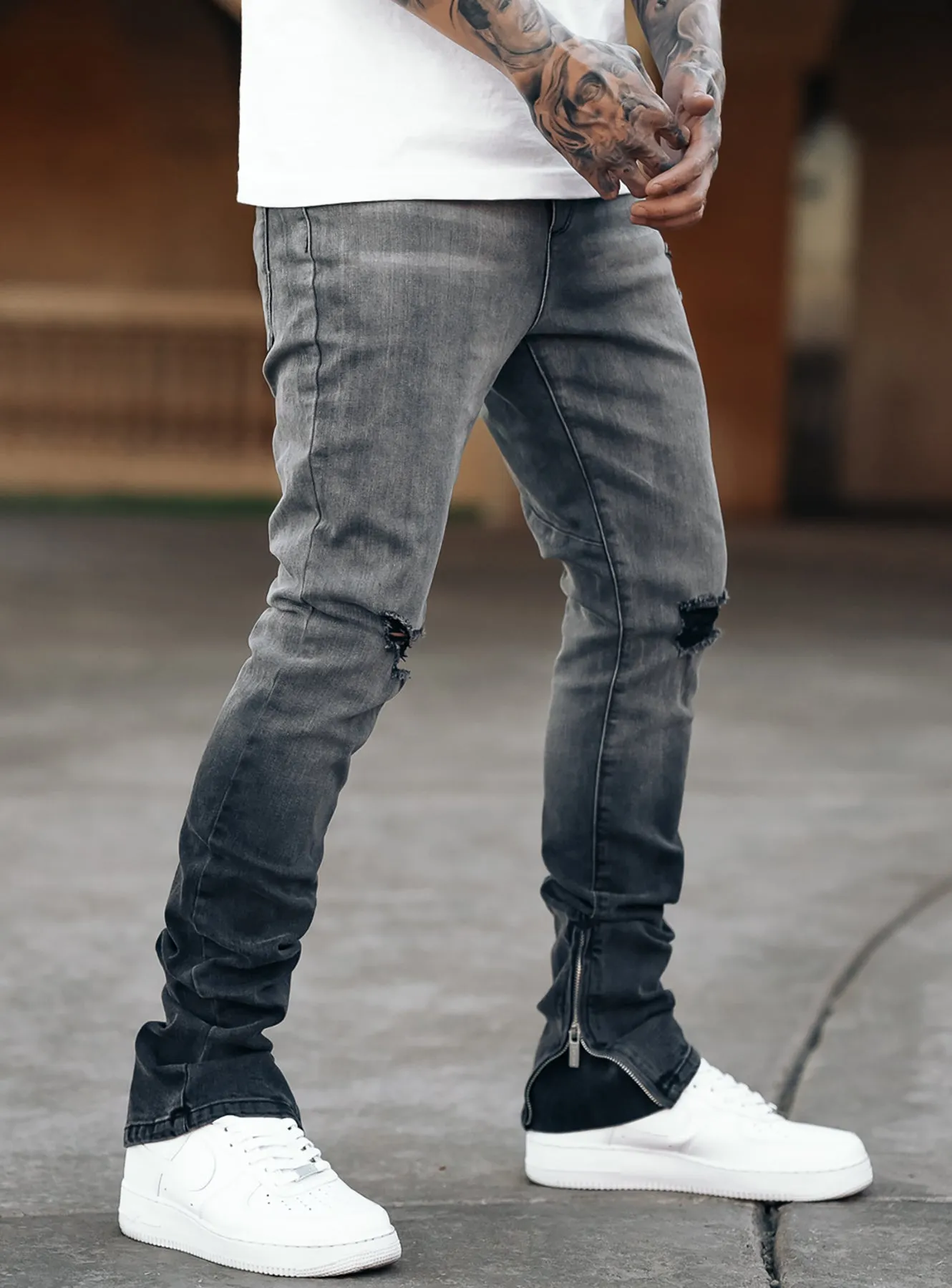 Smoke Stacked Jeans V1