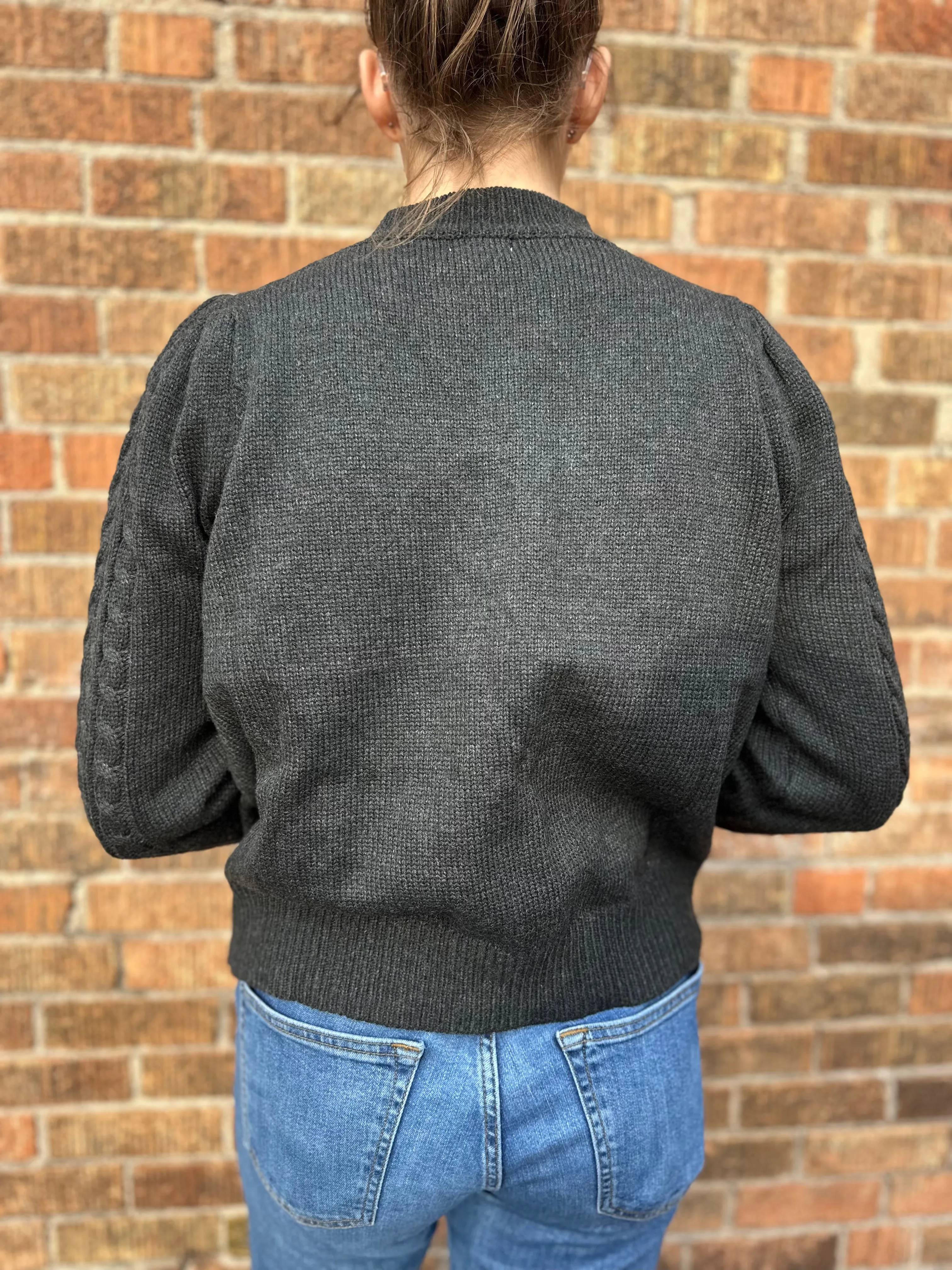 Soft Ribbed Cable Knit Crewneck Sweater
