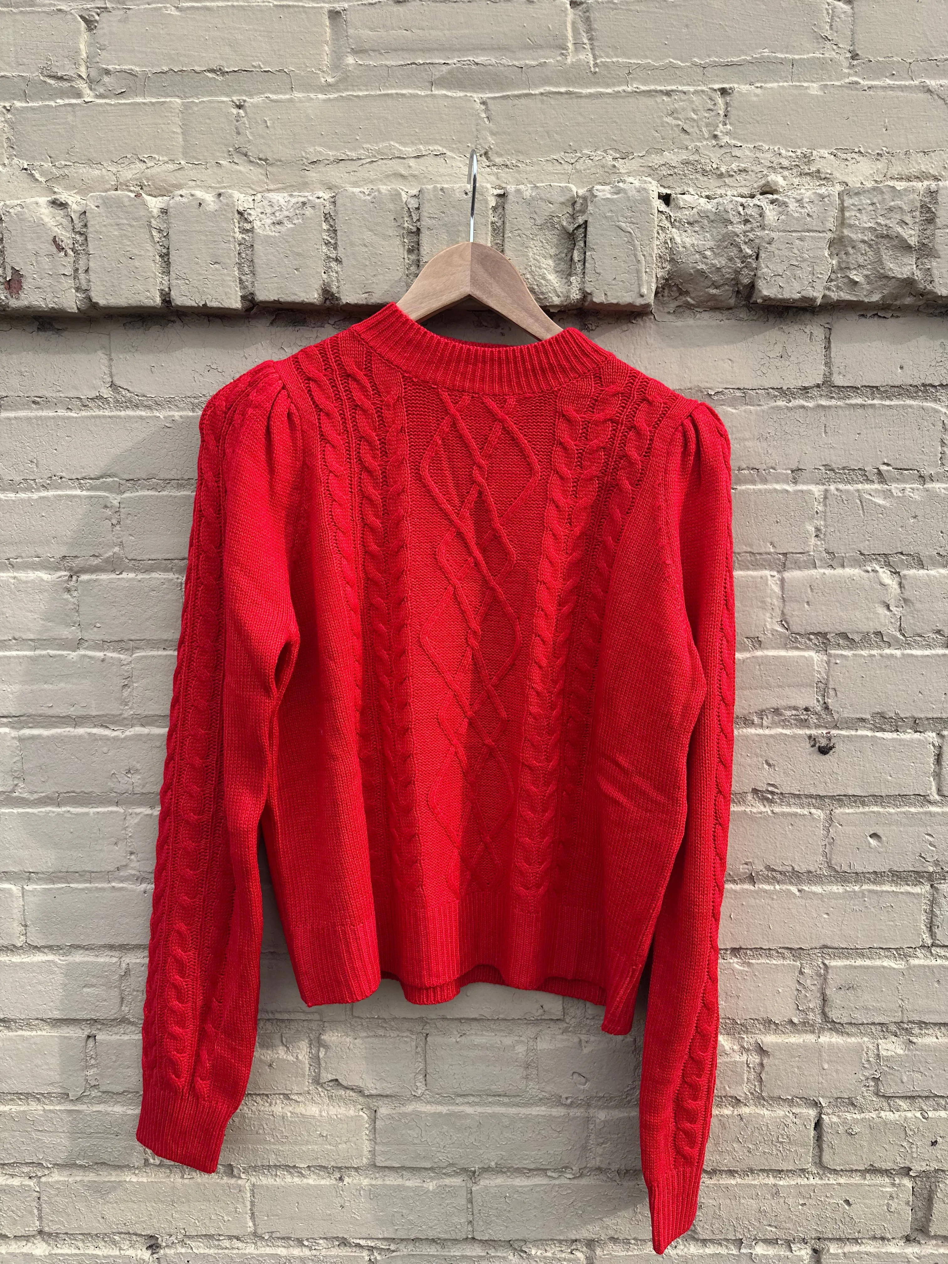 Soft Ribbed Cable Knit Crewneck Sweater