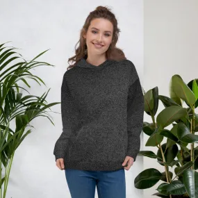 Unisex Black Denim Print Hoodie