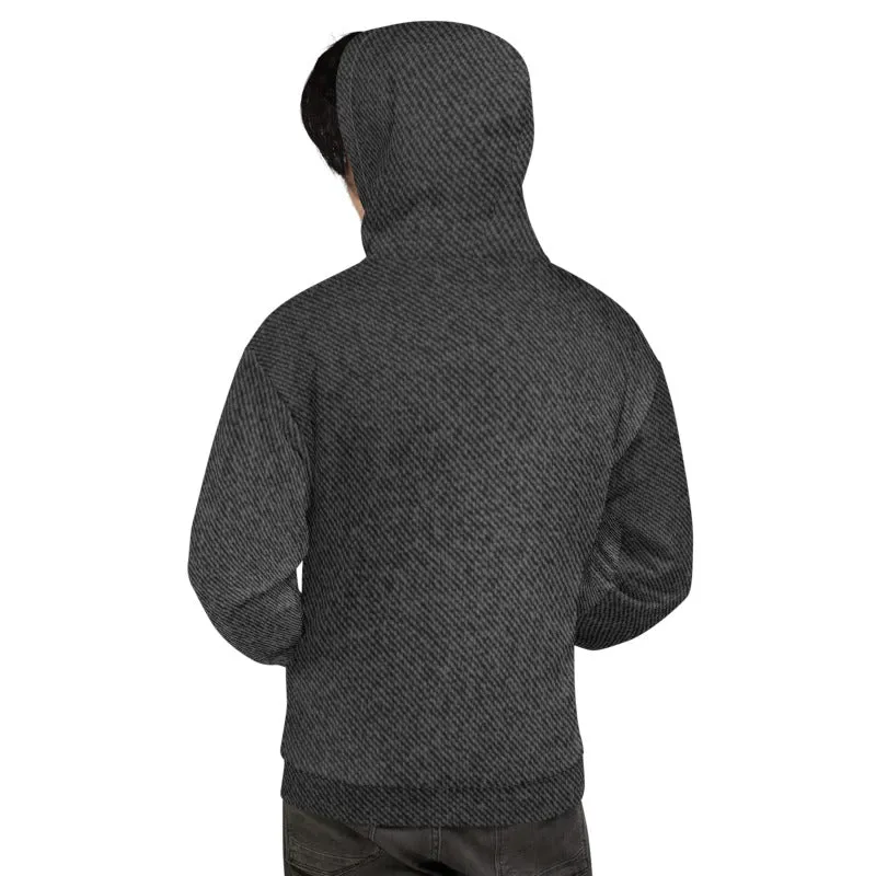 Unisex Black Denim Print Hoodie