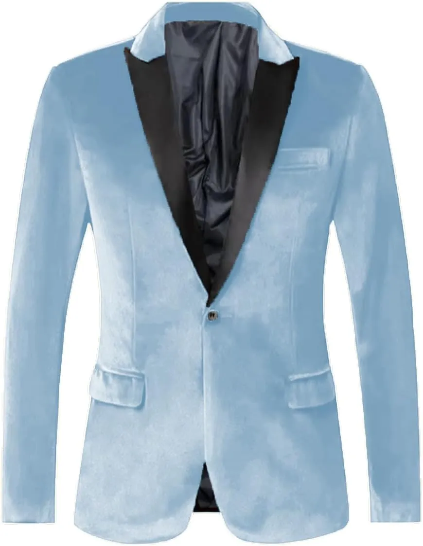 VENNYNG Men's Velvet Blazer Jacket for Winter One Button Stylish Coat for Groom and Groomsmen.