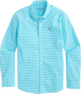 vineyard vines Boys Skysail Gingham Performance Cotton Shirt