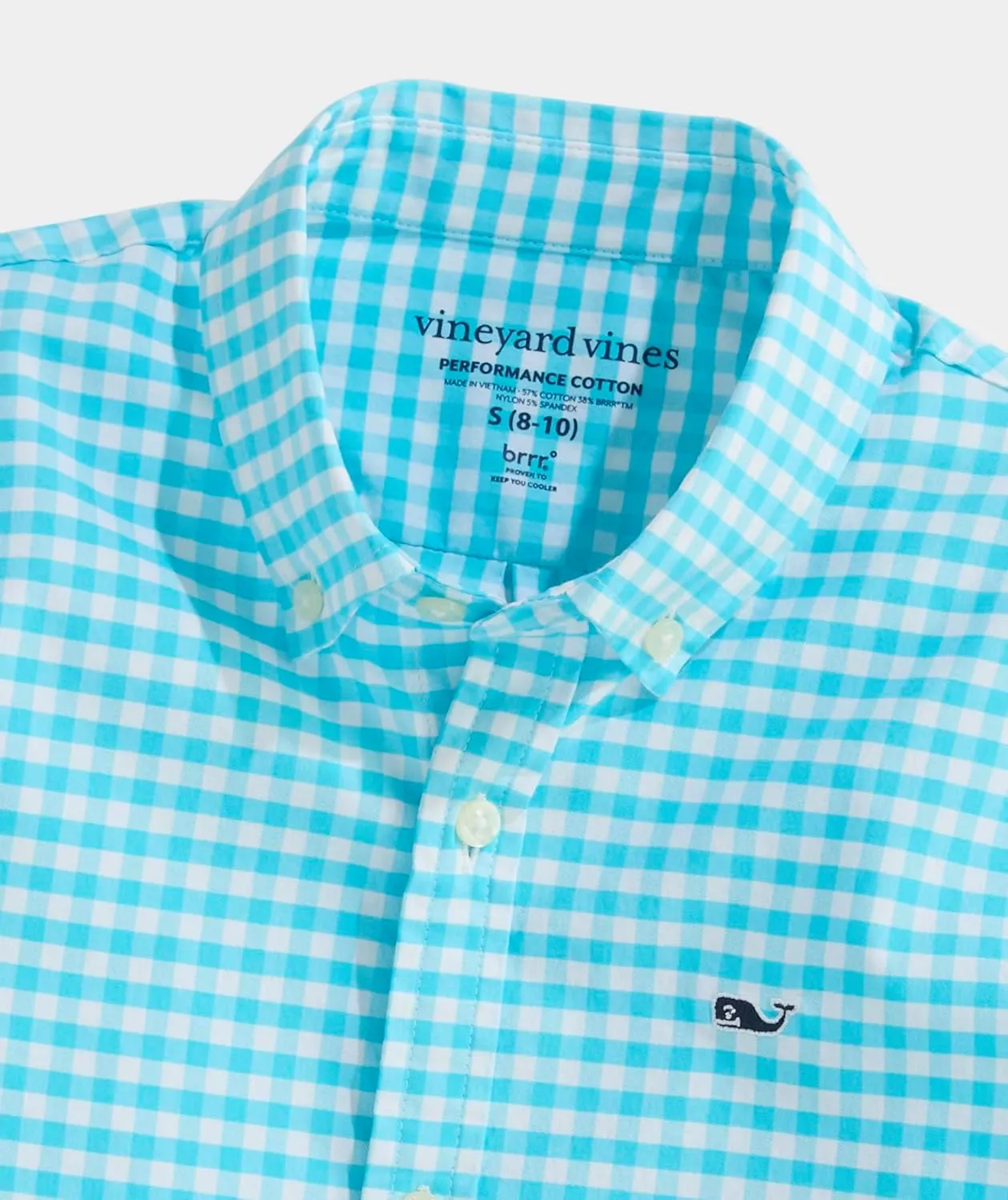 vineyard vines Boys Skysail Gingham Performance Cotton Shirt