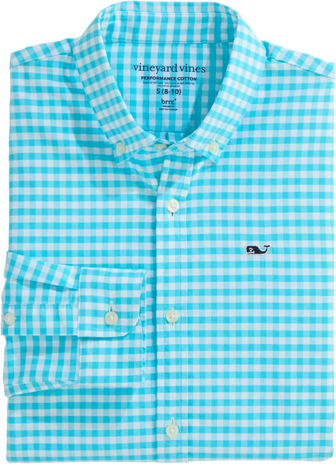 vineyard vines Boys Skysail Gingham Performance Cotton Shirt