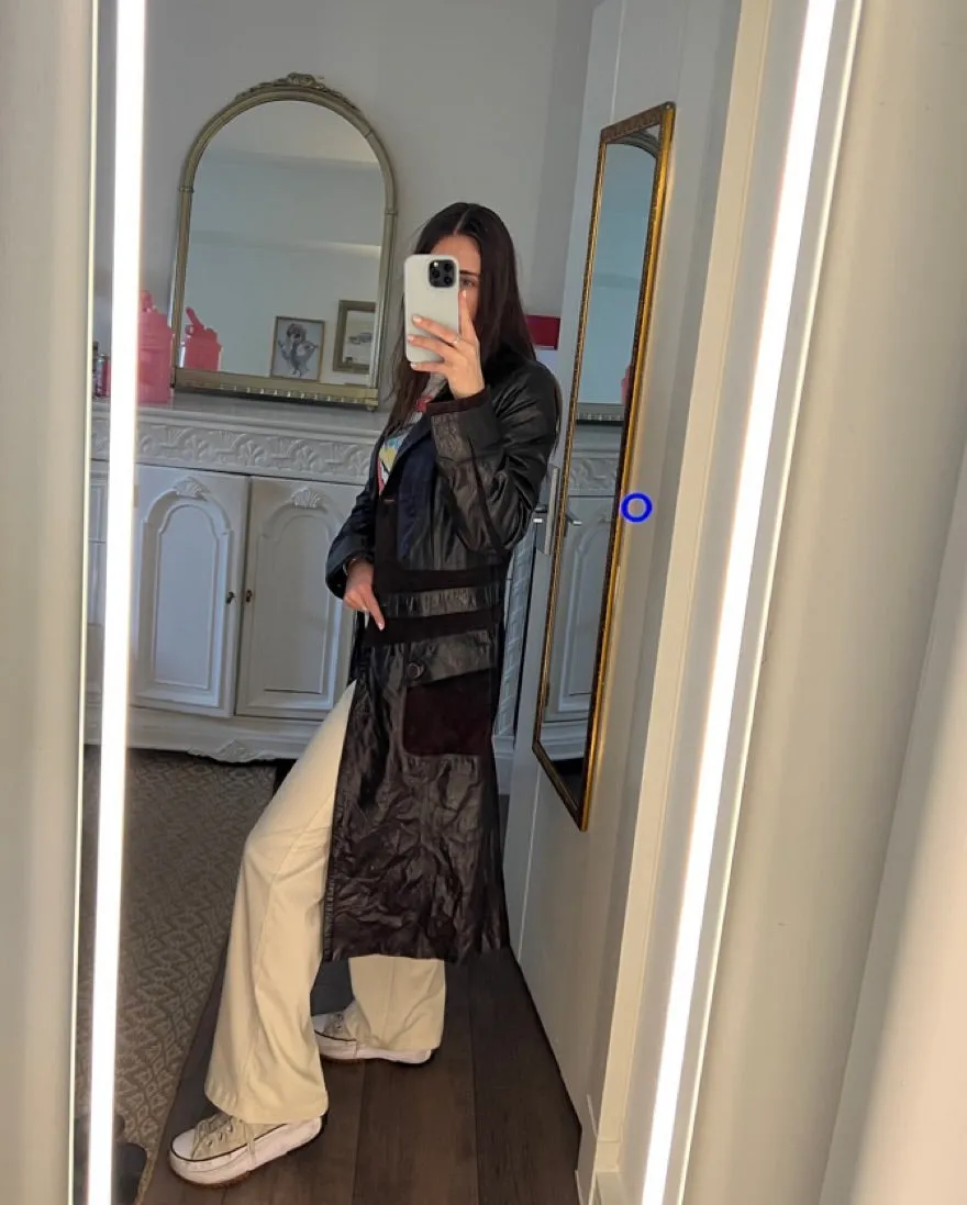 Vintage Elegant Leather Coat