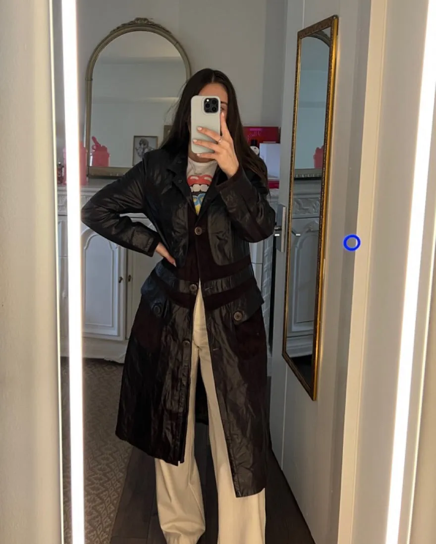 Vintage Elegant Leather Coat