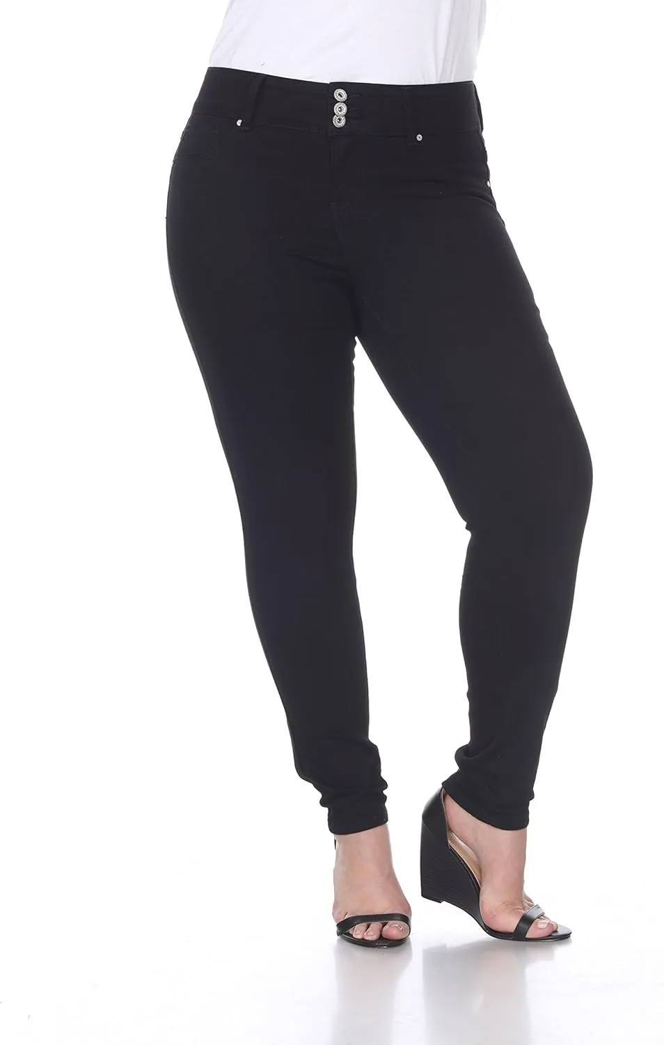 white mark Women's Plus Size Mid Super Stretchy Ankle Skinny Denim Jeans