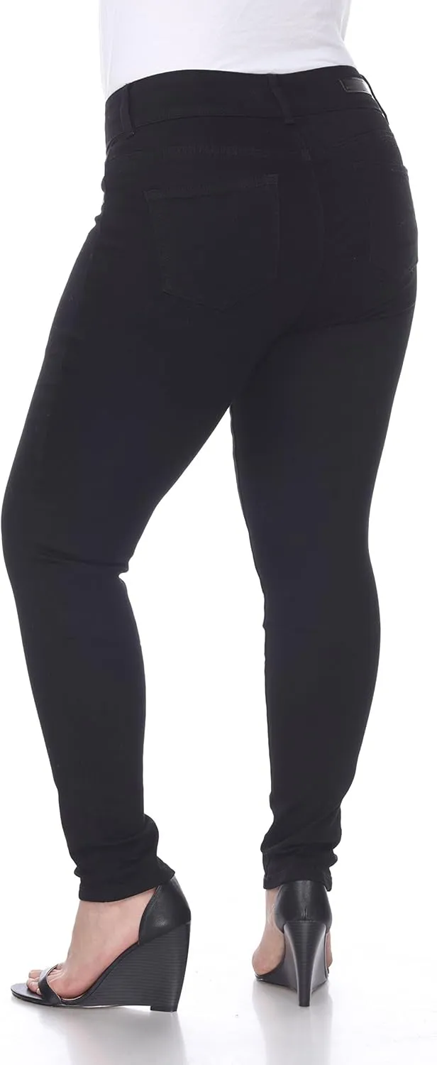 white mark Women's Plus Size Mid Super Stretchy Ankle Skinny Denim Jeans