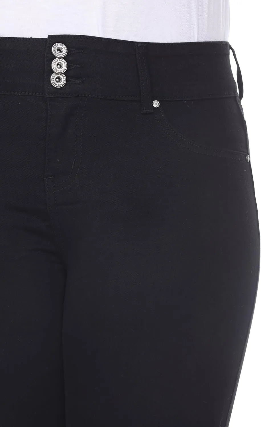 white mark Women's Plus Size Mid Super Stretchy Ankle Skinny Denim Jeans