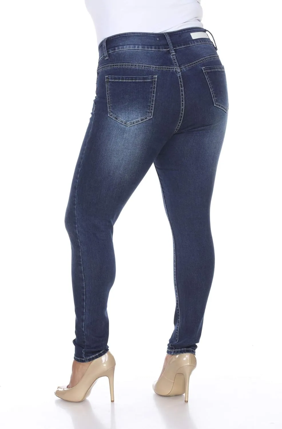 white mark Women's Plus Size Mid Super Stretchy Ankle Skinny Denim Jeans