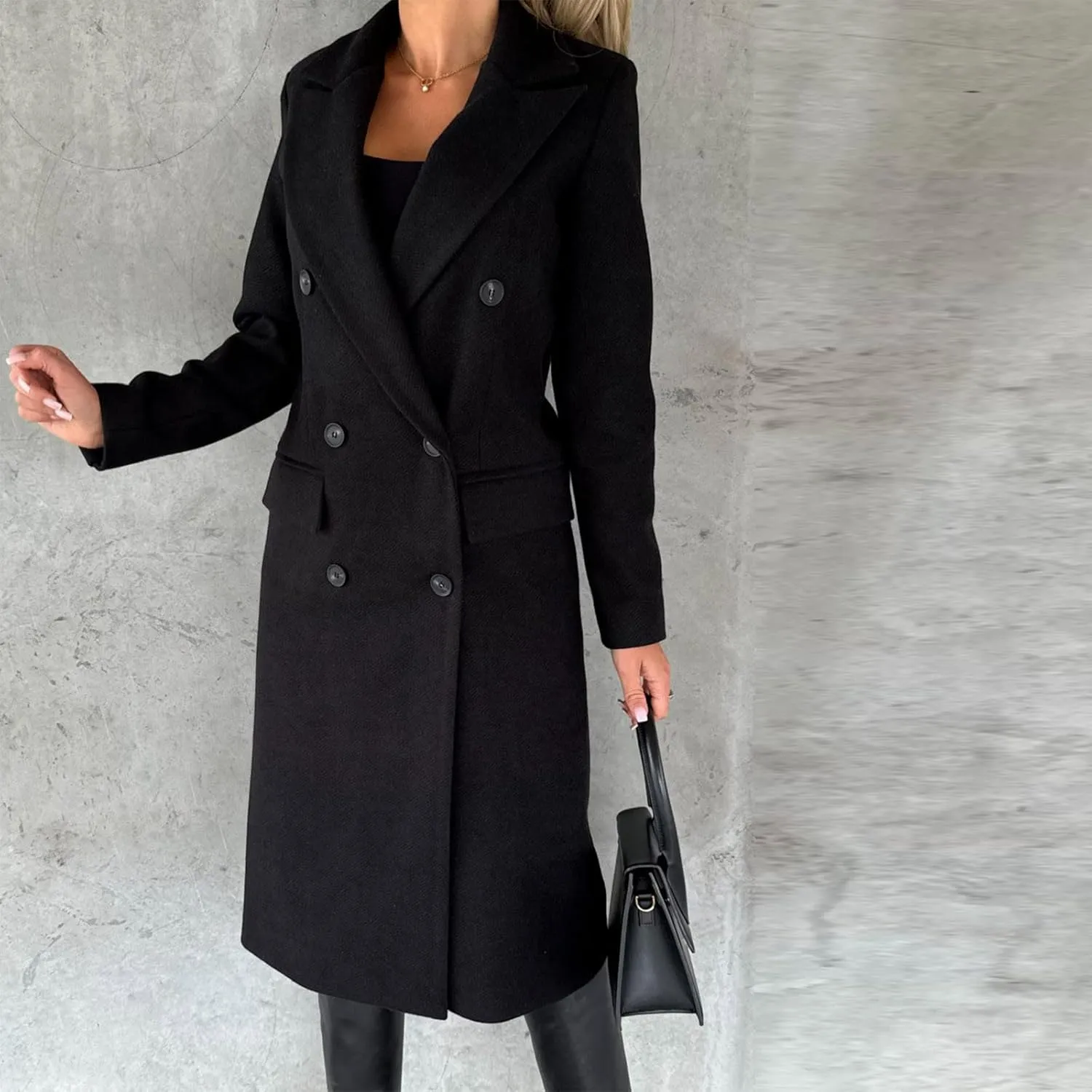 Winter Coat for Women Double Breasted Long Trench Coats Elegant Trendy Slim Fit Jackets Windbreaker Outerwear