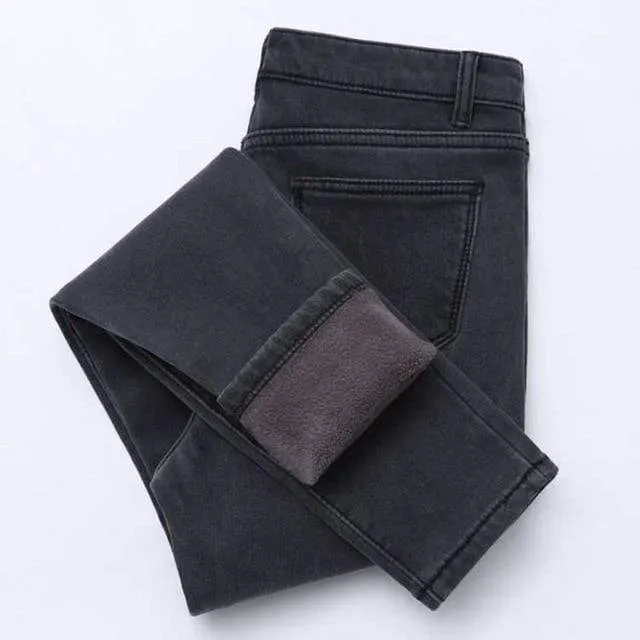 Winter Jeans High Waist Warm Trousers Female jeans woman Pants Plus size