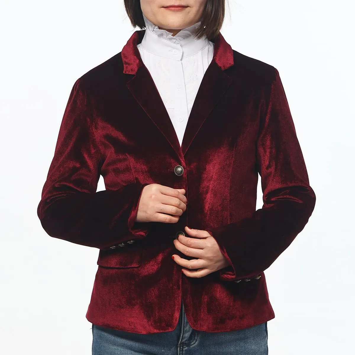 Women Vintage Velvet Blazer Jacket V-Neck Work Office Suit Slim Fit Slit Blazer Long Sleeves Dressy Coat