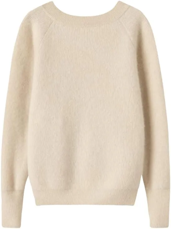 Women's Cashmere and Merino Wool Blend V Neck Sweater Lightweight Knit Sweater