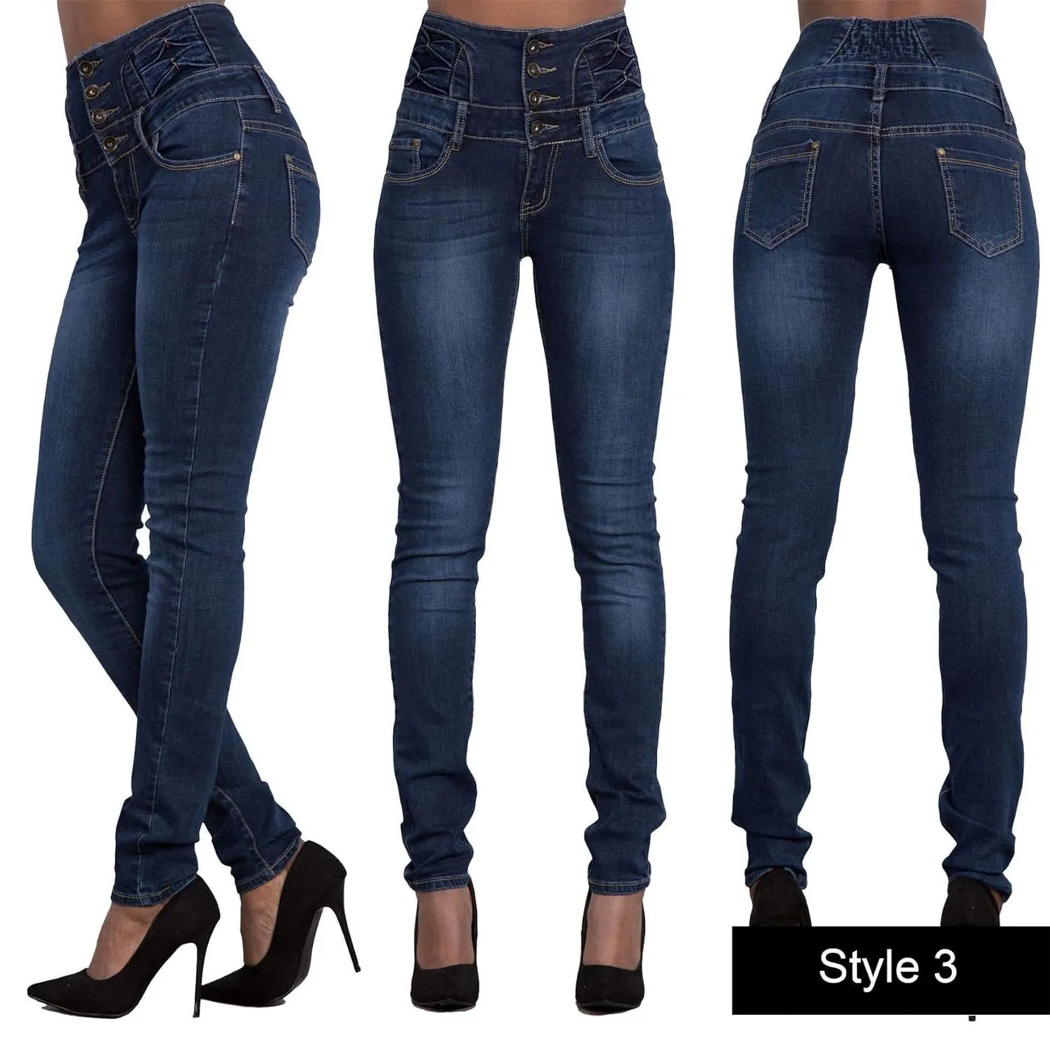 Women's high-Rise Slim-fit Stretch Jeans Colombian Design Butt Lift Jeans High Waisted Sexy Skinny Denim Pants Trousers (X-Large,Dark Blue 1)