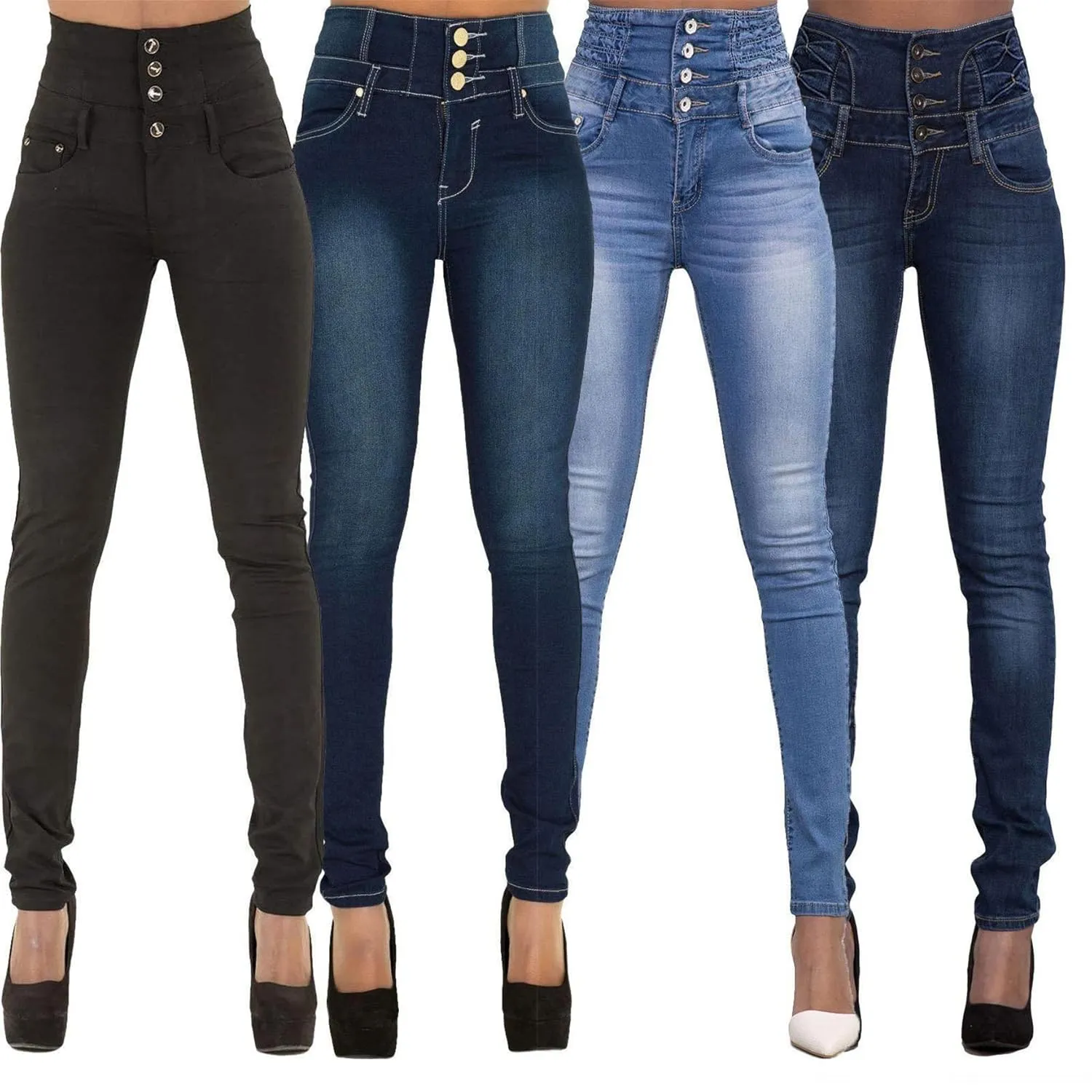 Women's high-Rise Slim-fit Stretch Jeans Colombian Design Butt Lift Jeans High Waisted Sexy Skinny Denim Pants Trousers (X-Large,Dark Blue 1)