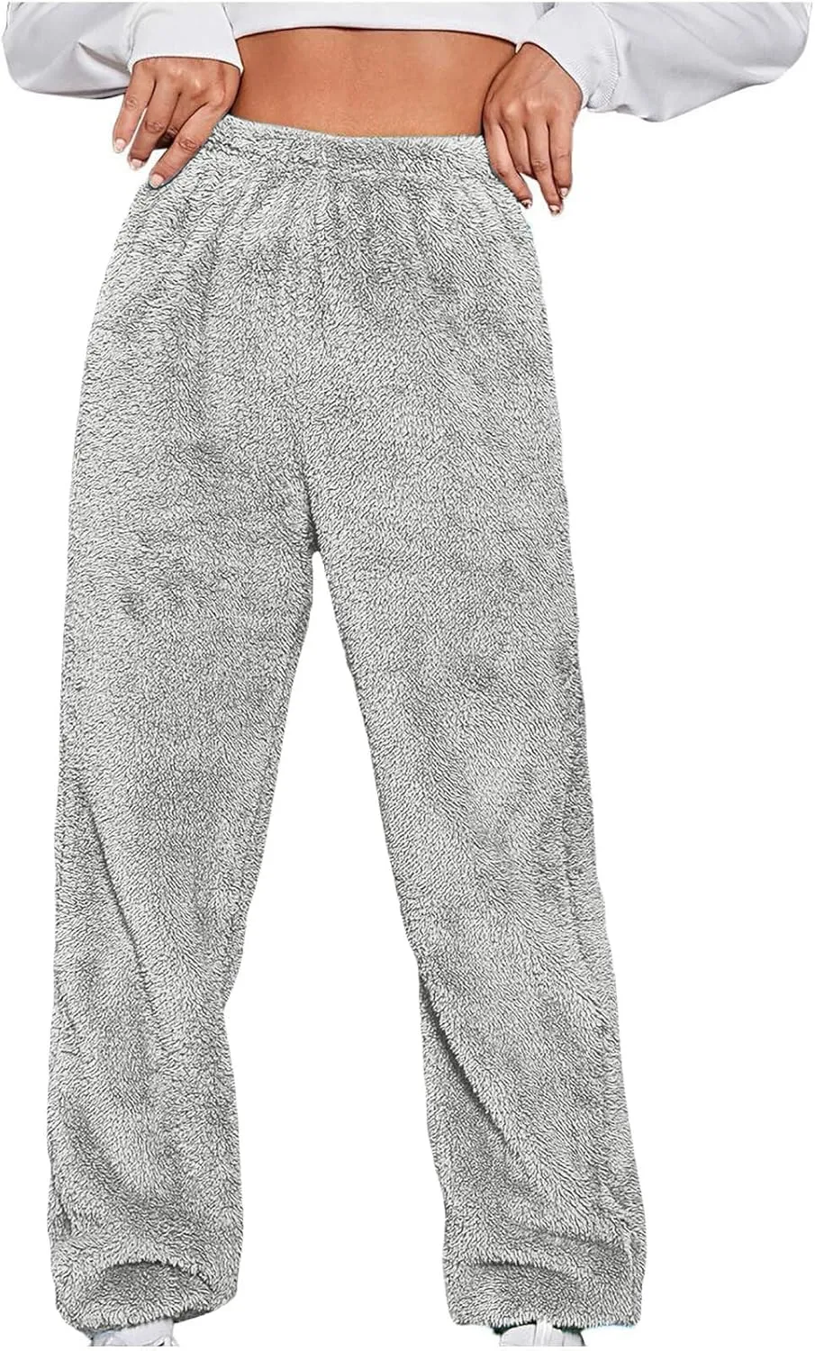 Womens Sherpa Fleece Sweatpants Wide Leg Warm Joggers Soft Lounge Comfortable Warm Sweatpants