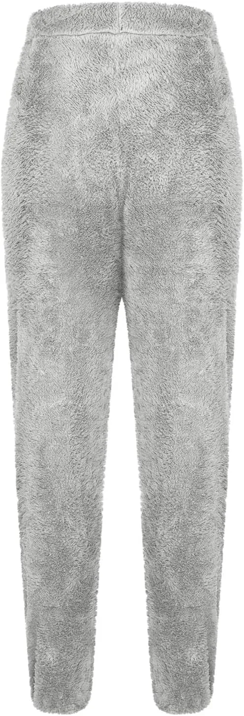 Womens Sherpa Fleece Sweatpants Wide Leg Warm Joggers Soft Lounge Comfortable Warm Sweatpants
