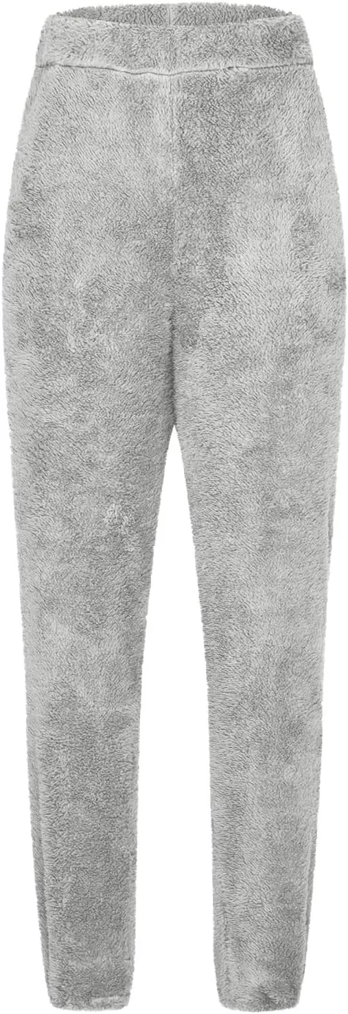 Womens Sherpa Fleece Sweatpants Wide Leg Warm Joggers Soft Lounge Comfortable Warm Sweatpants