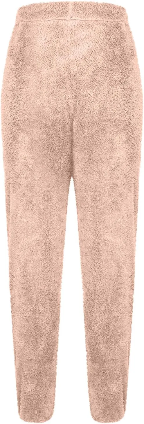 Womens Sherpa Fleece Sweatpants Wide Leg Warm Joggers Soft Lounge Comfortable Warm Sweatpants