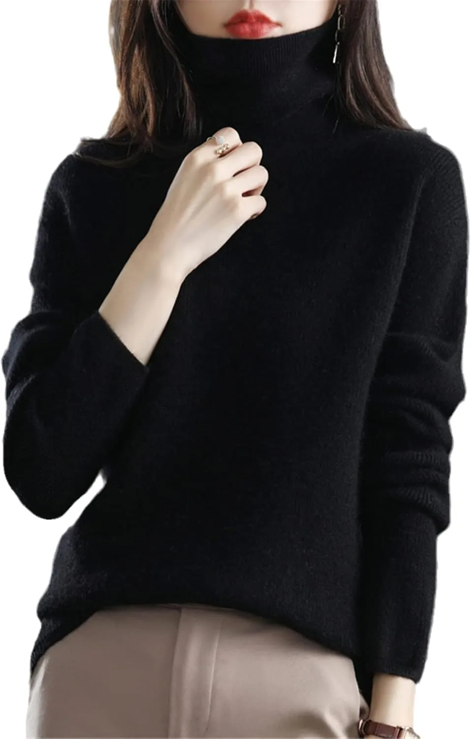 Wool Sweater Women Fall Fashion 2024 Cashmere Pullover Sweaters Lightweight Turtleneck Sweater
