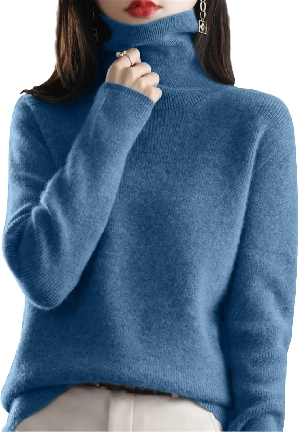 Wool Sweater Women Fall Fashion 2024 Cashmere Pullover Sweaters Lightweight Turtleneck Sweater